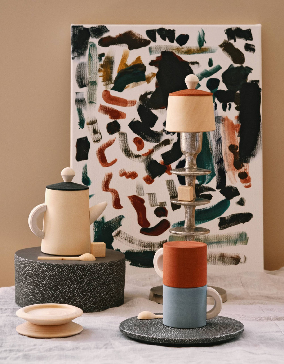 Tea Set Terra & Blue – Wooden Tea Party Play Set