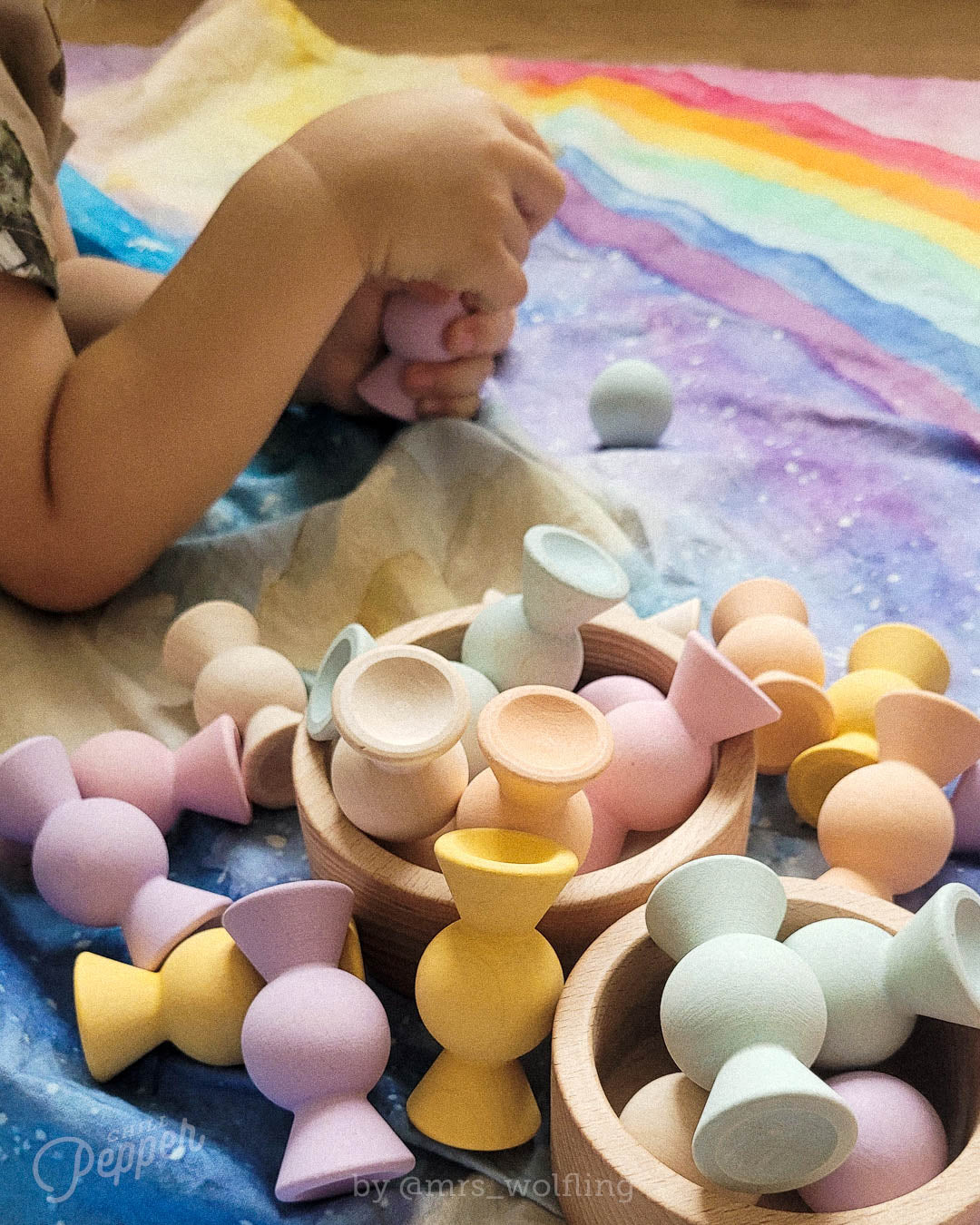 Chill Pepper Sweets – Wooden Stacking Game, Peachy Pastels (33 pcs)