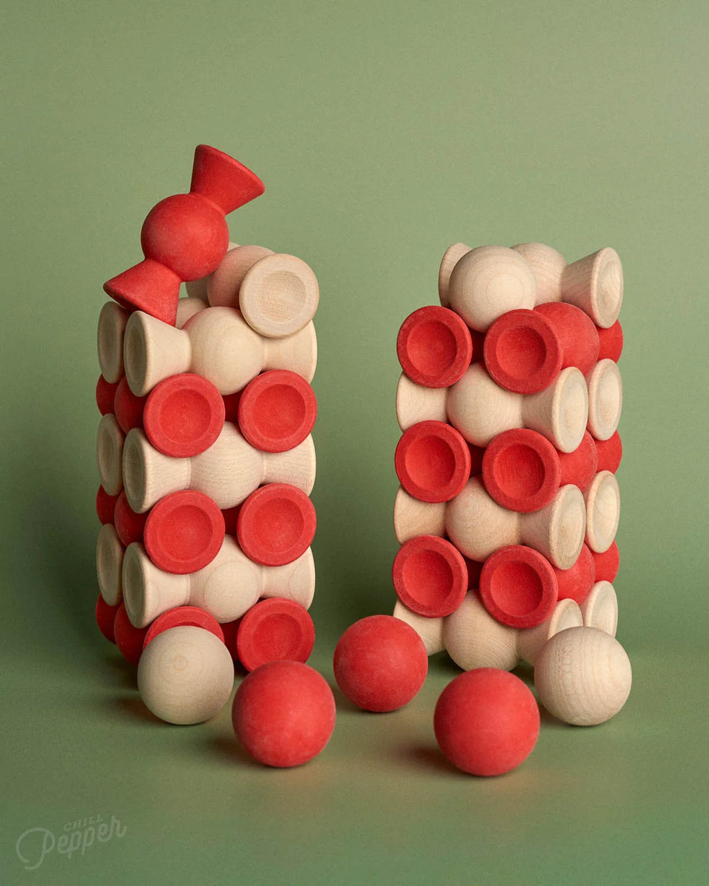 Chill Pepper Sweets – Wooden Stacking Game, Red Velvet (33 pcs)
