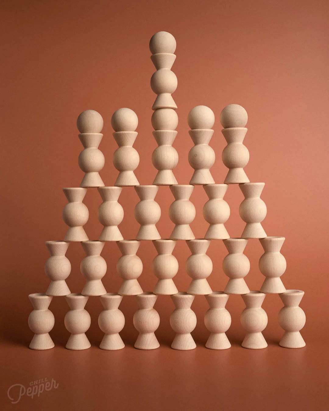Chill Pepper Sweets – Wooden Stacking Game, "Sugar Free" (33 pcs)