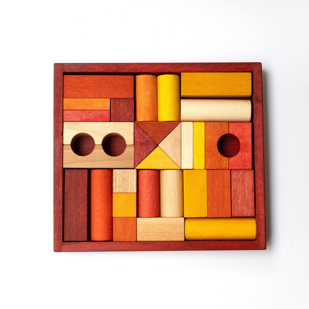 Wooden blocks in red tray - 30 pcs