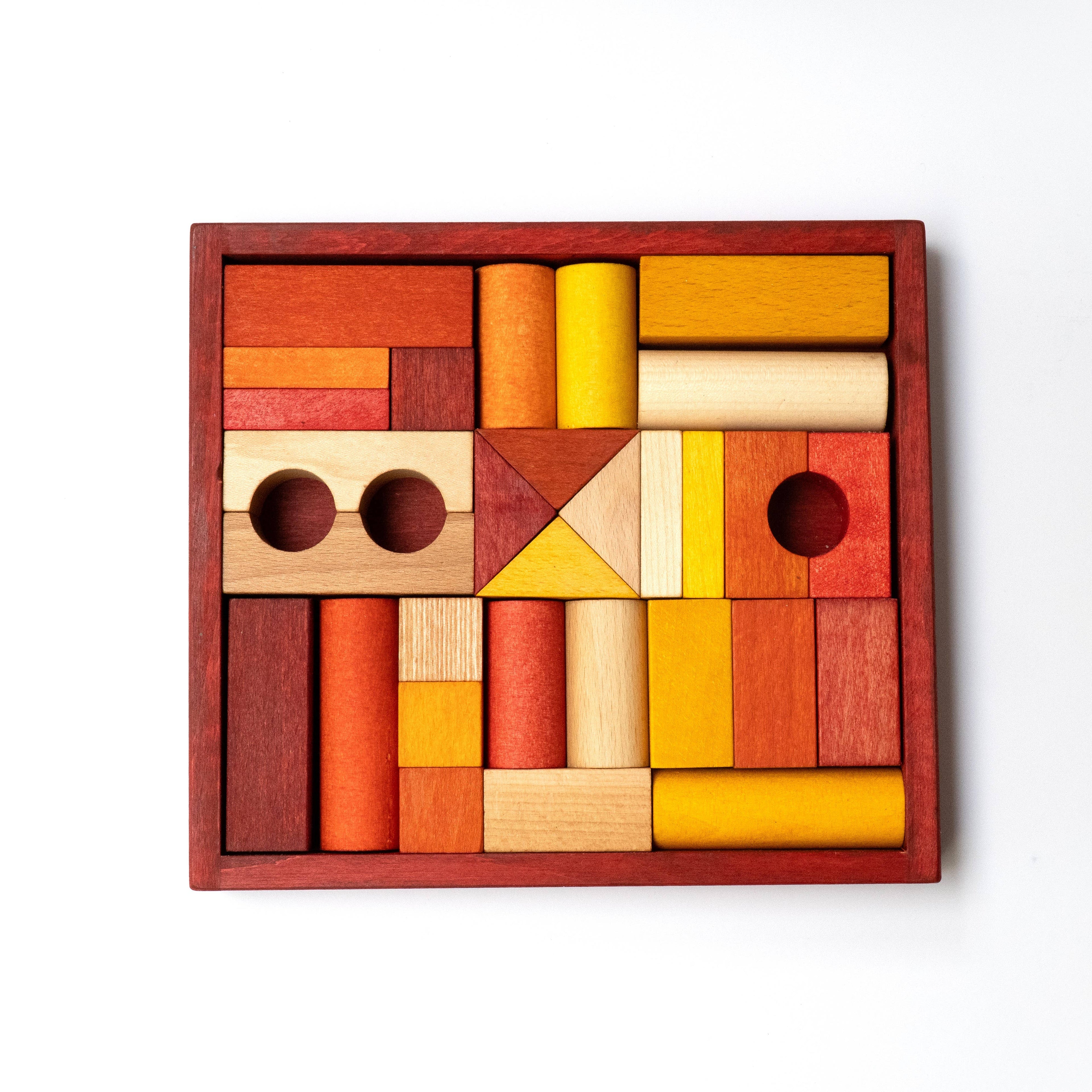 Wooden blocks in red tray - 30 pcs