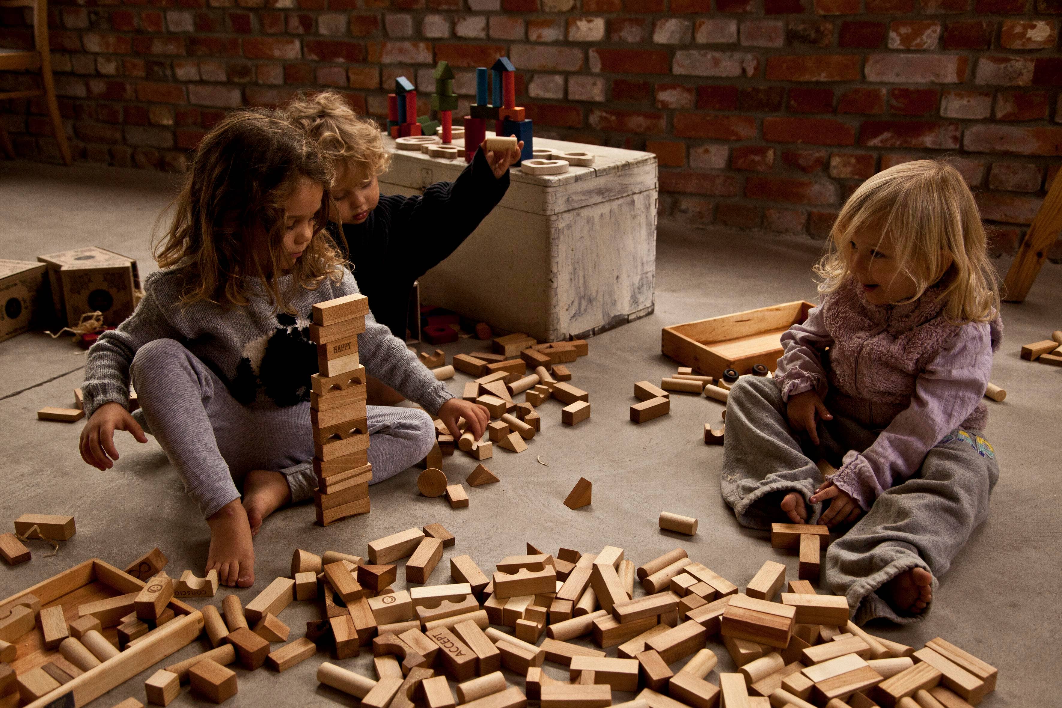 Natural blocks in tray - 54 pcs