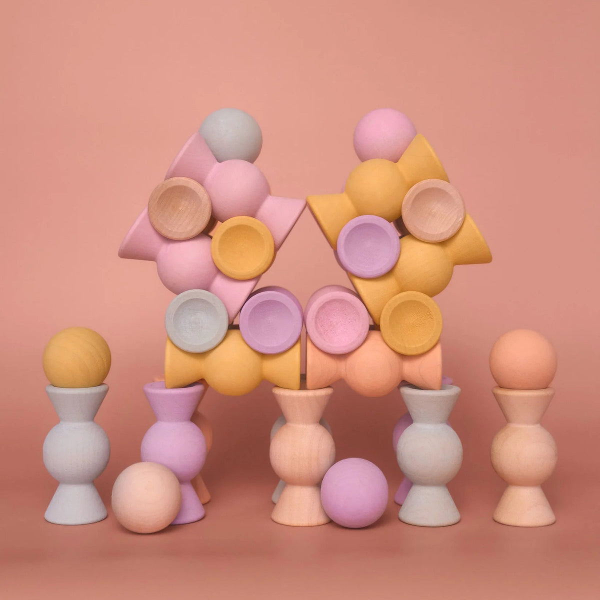 Chill Pepper Sweets – Wooden Stacking Game, Peachy Pastels (33 pcs)
