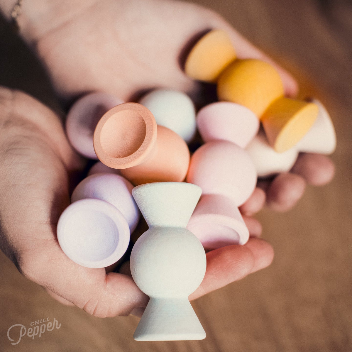 Chill Pepper Sweets – Wooden Stacking Game, Peachy Pastels (33 pcs)