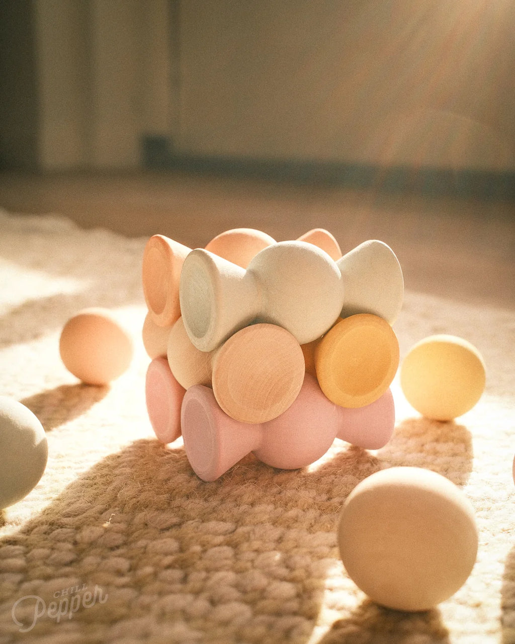 Chill Pepper Sweets – Wooden Stacking Game, Peachy Pastels (33 pcs)