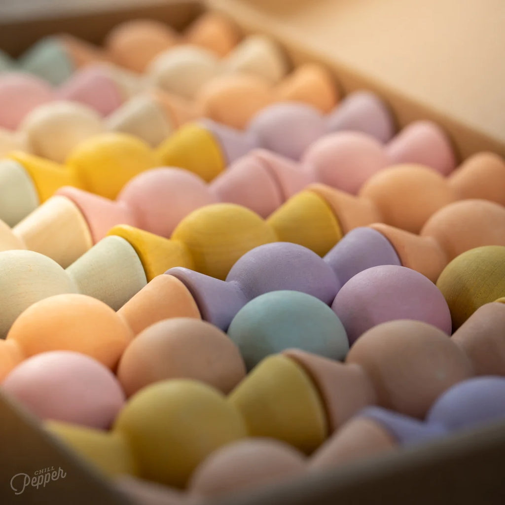 Chill Pepper Sweets – Wooden Stacking Game, Peachy Pastels (33 pcs)