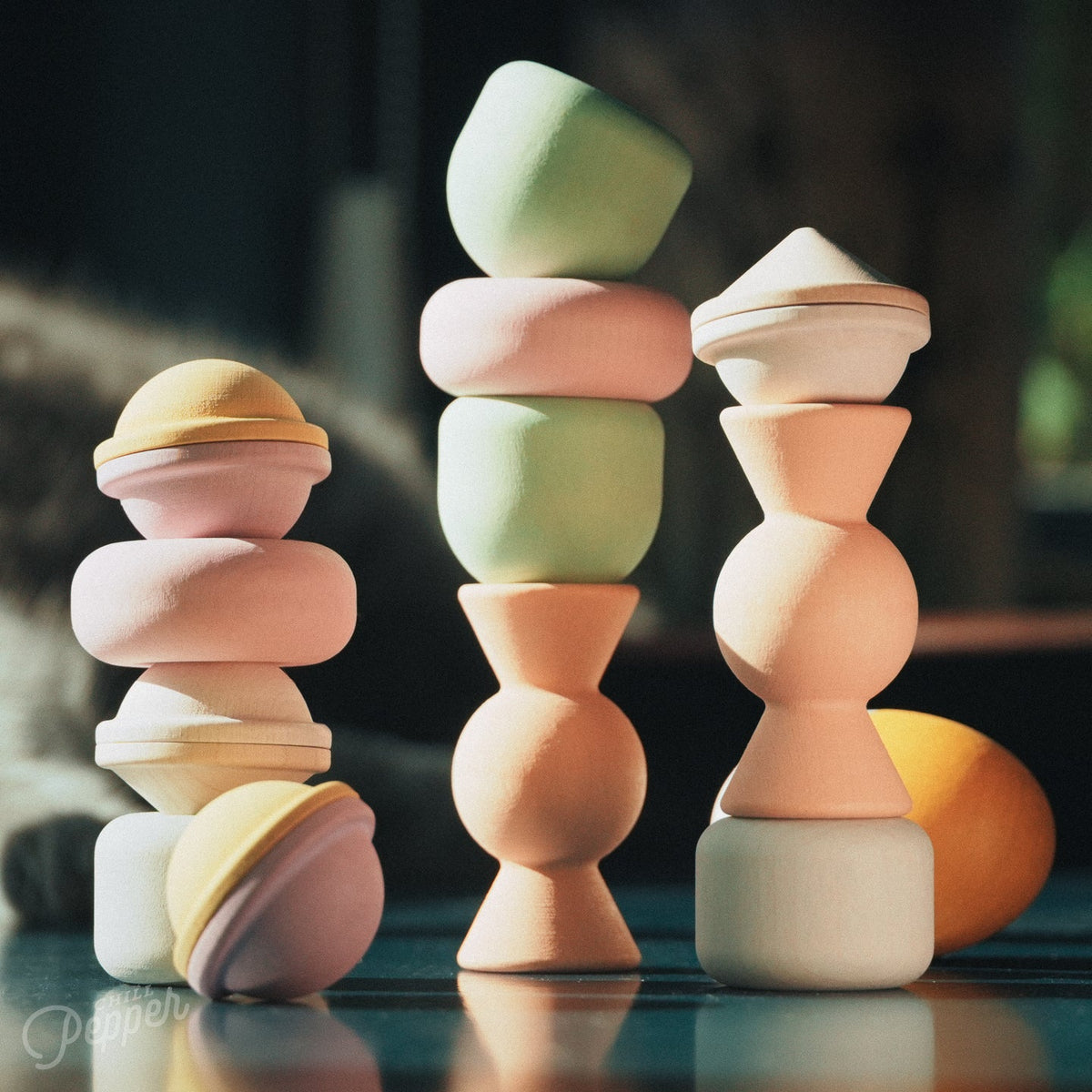 Chill Pepper Treats – Wooden Stacking & Spinning Game (13 pcs)