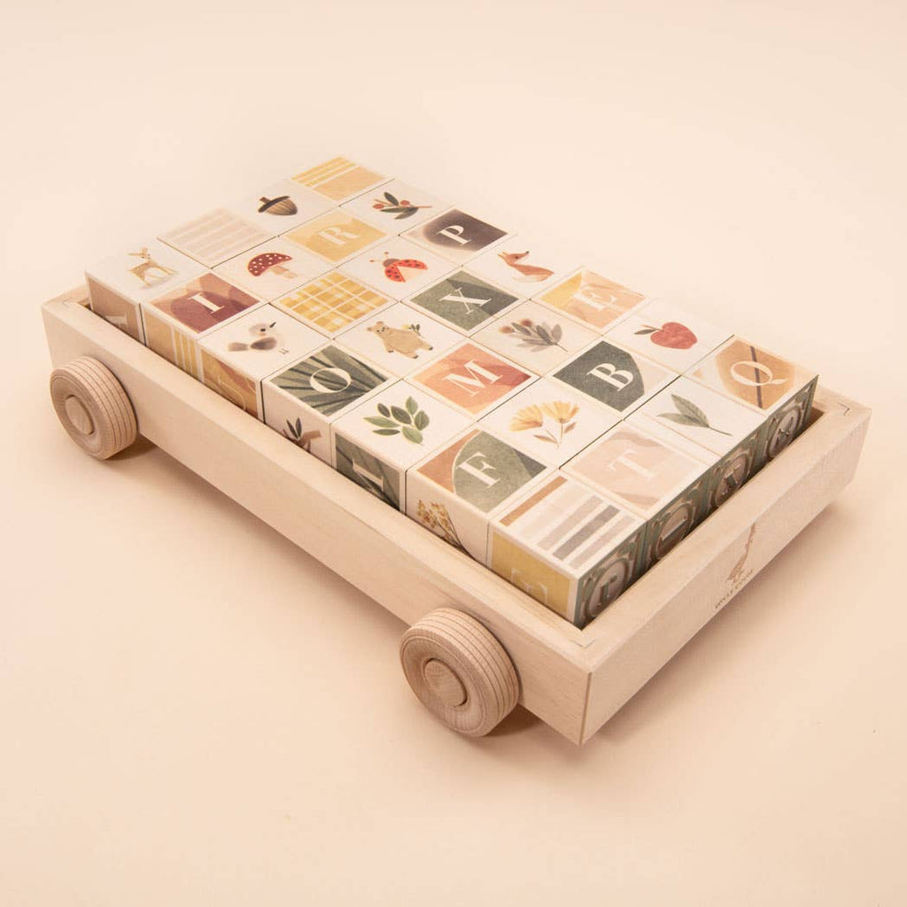 Uncle Goose Watercolor ABC Blocks with Wagon