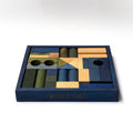 Wooden blocks in blue tray - 30 pcs