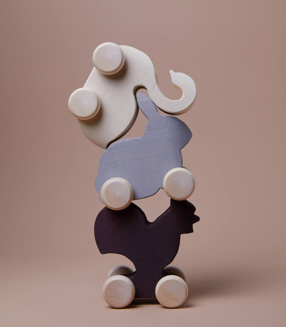 Grey Hare Vehicle – Wooden Rolling Toy
