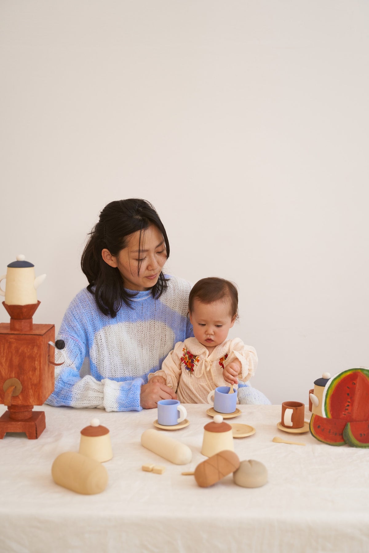 Tea Set Terra & Blue – Wooden Tea Party Play Set
