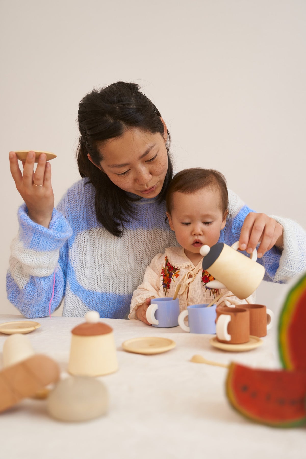 Tea Set Terra & Blue – Wooden Tea Party Play Set