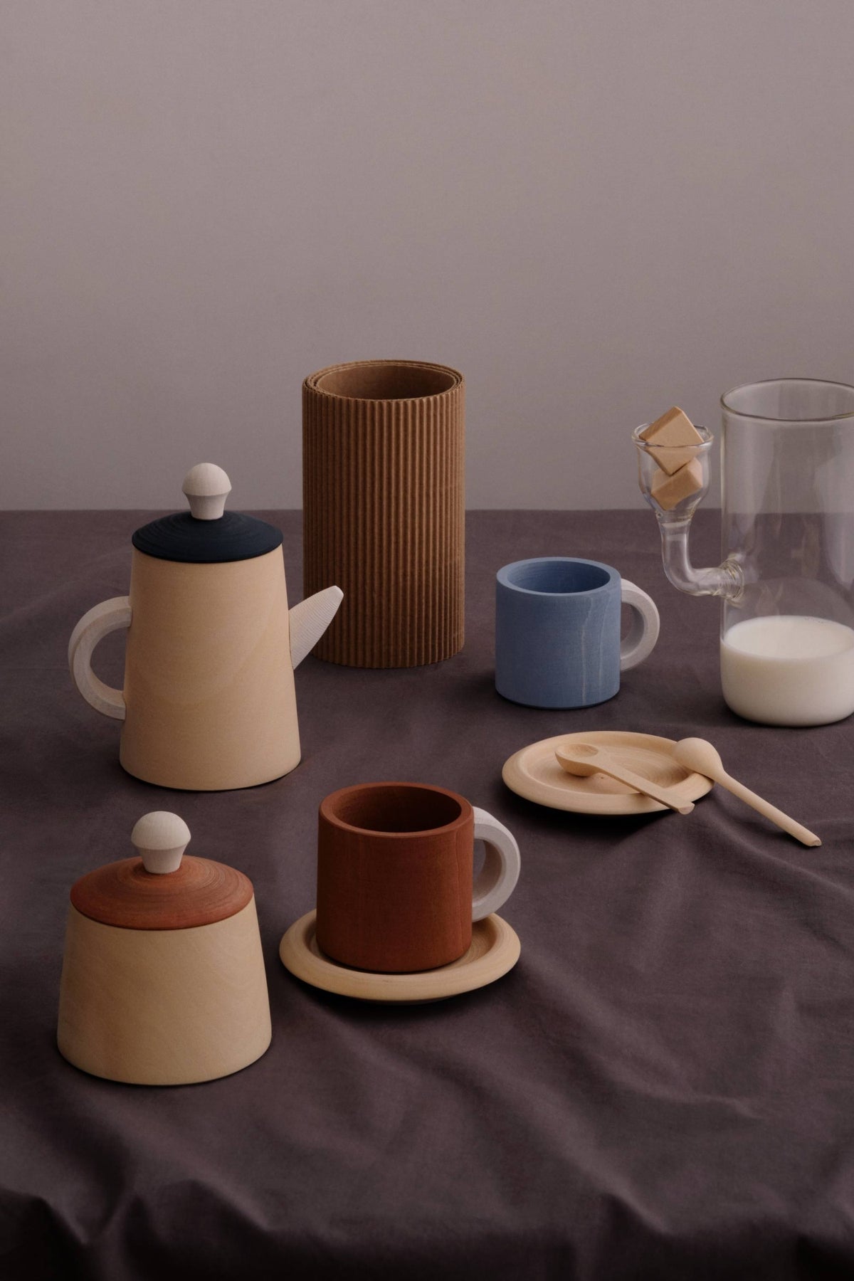 Tea Set Terra & Blue – Wooden Tea Party Play Set