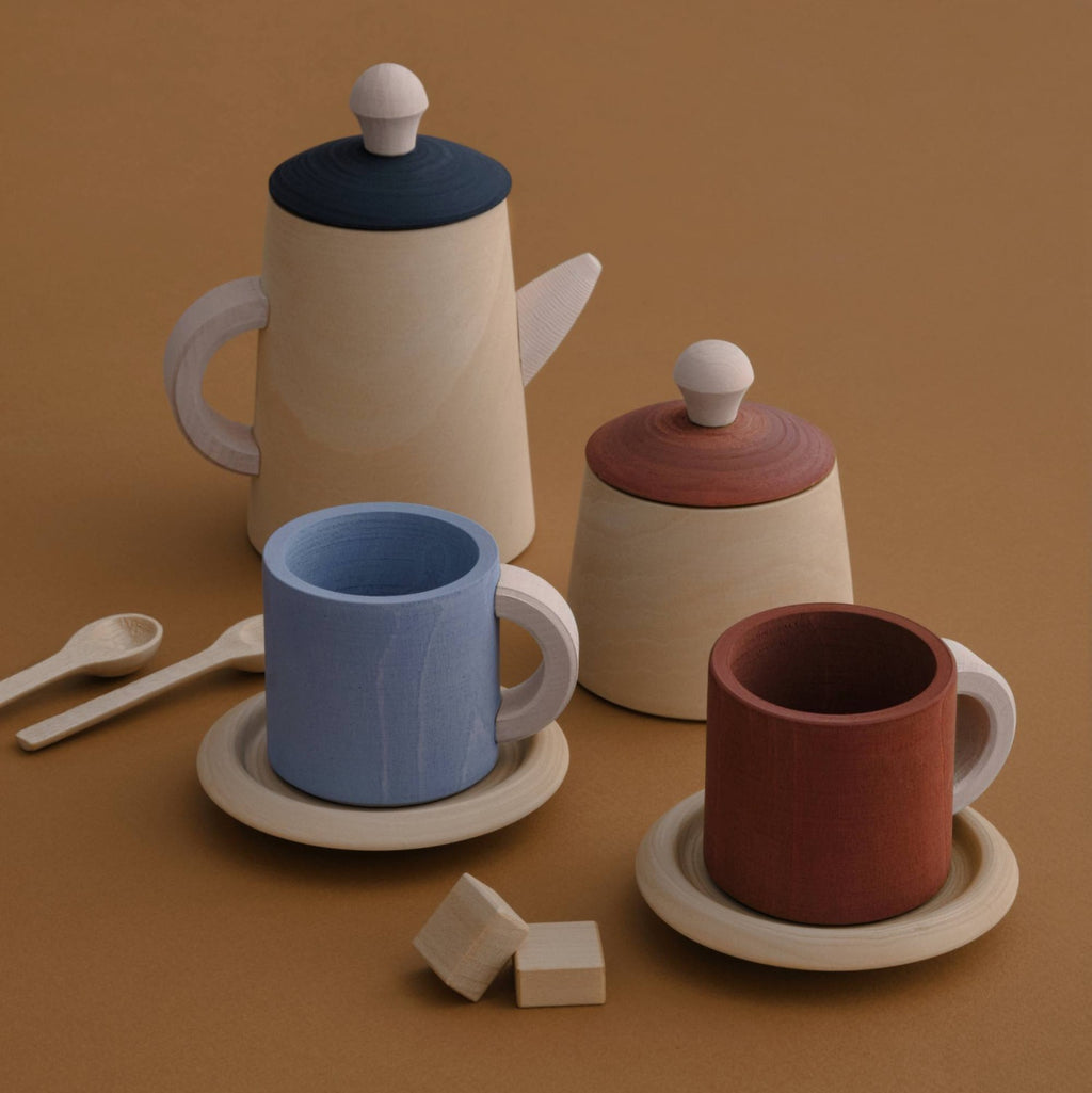 Tea Set Terra & Blue – Wooden Tea Party Play Set